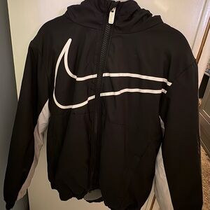 Nike Black and White Logo Zip-Up Hoodie Jacket